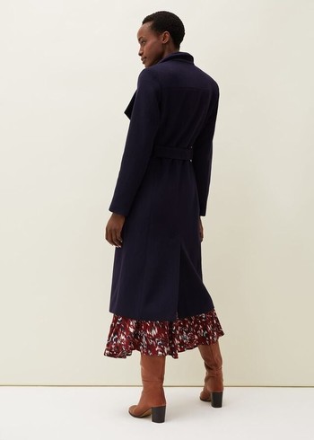 Phase Eight Thea Wool Trench Coats Navy Canada | GYFZAW-875